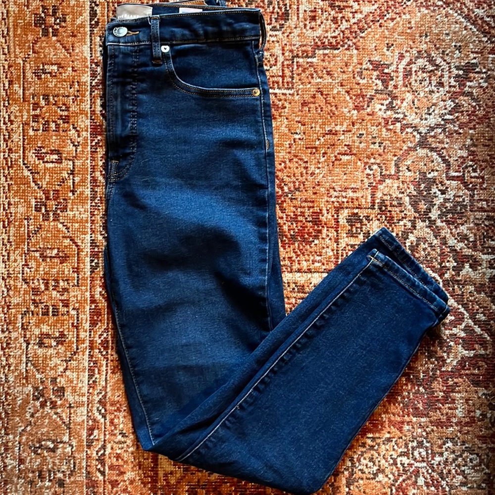 Everlane authentic stretch high rise skinny dark blue jeans